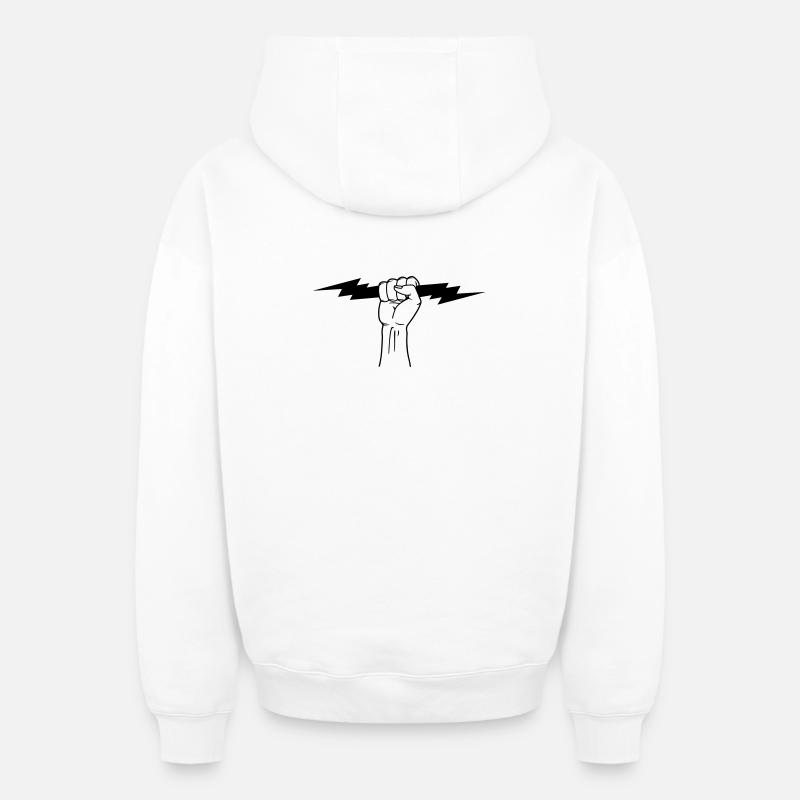 Blitz in der Faust - Oversized Heavyweight Unisex Zip Hoodie - Weiß