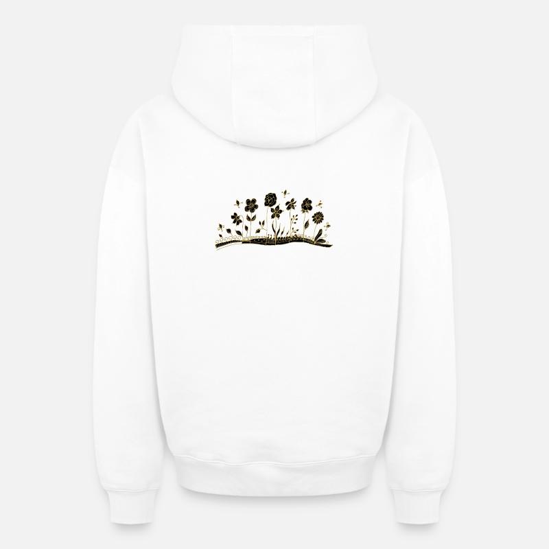 Fleur - Sweat à capuche unisexe zippé oversize épais SPREAD - blanc