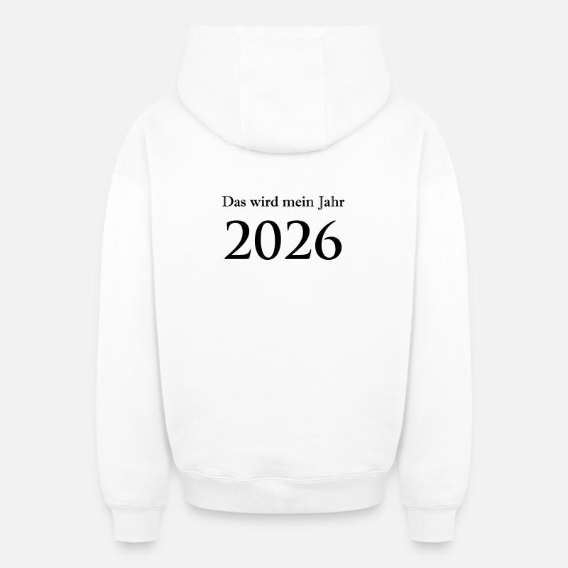 2026 - Sweat à capuche unisexe zippé oversize épais SPREAD - blanc
