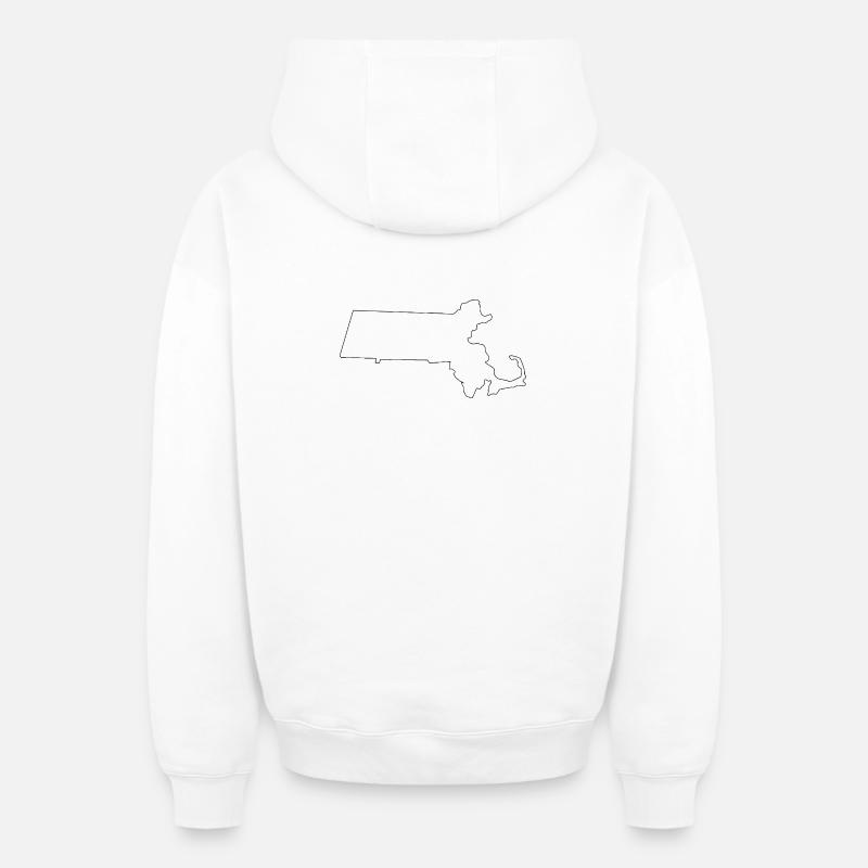 Carte panoramique du Massachusetts - Sweat à capuche unisexe zippé oversize épais SPREAD - blanc