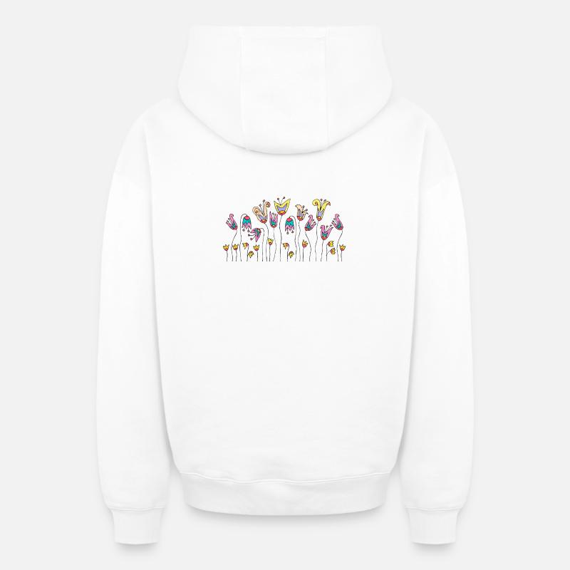 Fleur - Sweat à capuche unisexe zippé oversize épais SPREAD - blanc