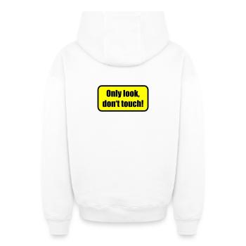 Only look dont touch | berühren | Touch - Sweat à capuche unisexe zippé oversize épais SPREAD - blanc - Dos - AI Model Male 178 light (178cm)