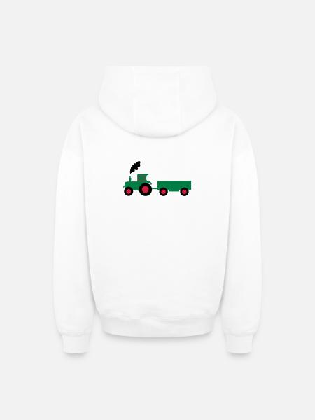 tractor anhaenger - Oversized Heavyweight Unisex Zip Hoodie - white