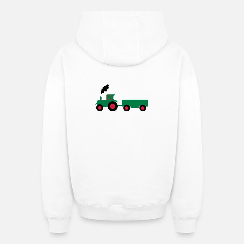 tracteur anhaenger - Sweat à capuche unisexe zippé oversize épais SPREAD - blanc