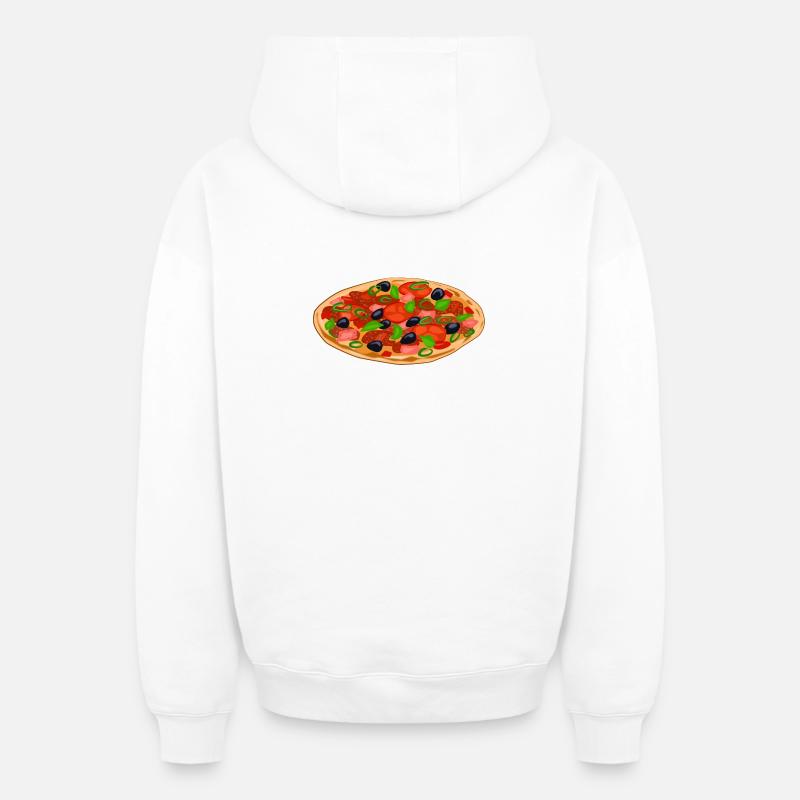 pizza - Sweat à capuche unisexe zippé oversize épais SPREAD - blanc