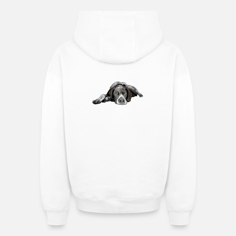 Pointer Deutsch Kurzhaar - Oversized Heavyweight Unisex Zip Hoodie - Weiß