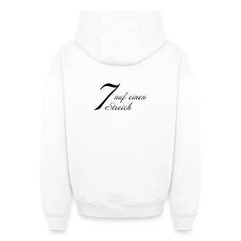 Sieben auf einen Streich - Oversized Heavyweight Unisex Zip Hoodie - Weiß - Hinten - AI Model Male 178 light (178cm)
