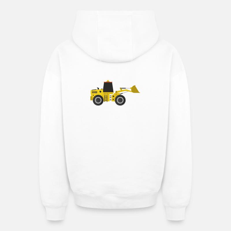Excavatrice - Sweat à capuche unisexe zippé oversize épais SPREAD - blanc