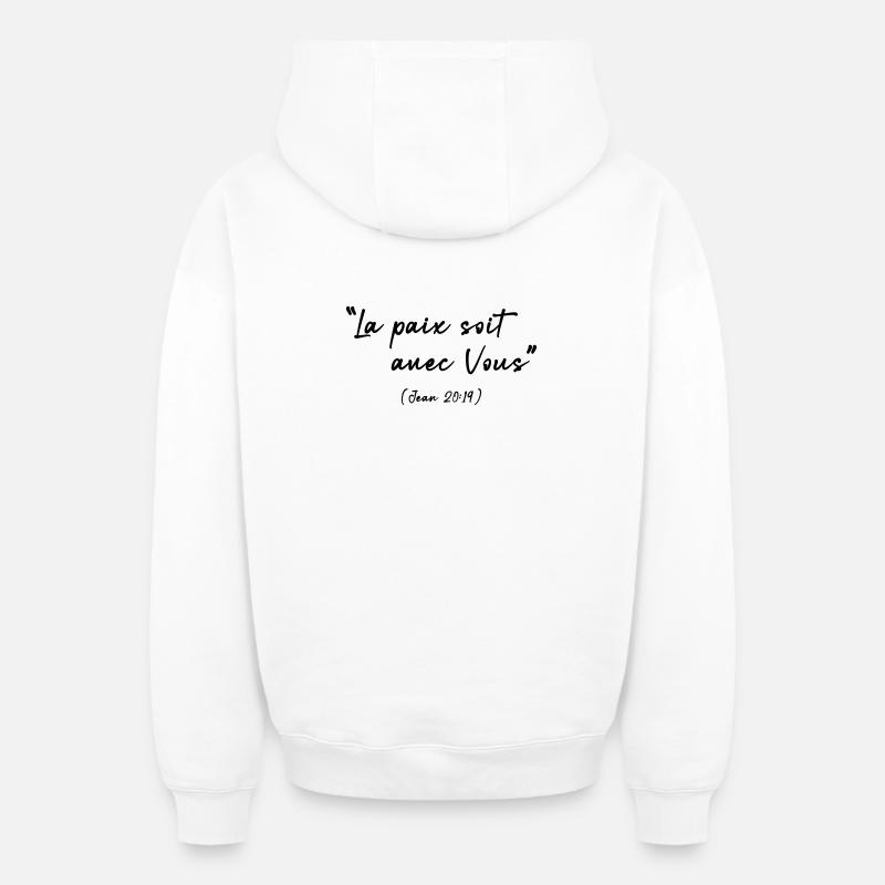 Friede sei mit dir (Johannes 20,19) - Oversized Heavyweight Unisex Zip Hoodie - Weiß