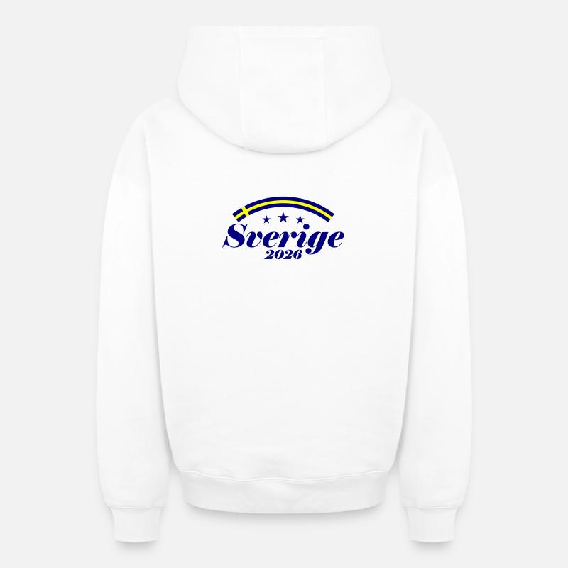 Suède 2026 Sverige - Sweat à capuche unisexe zippé oversize épais SPREAD - blanc