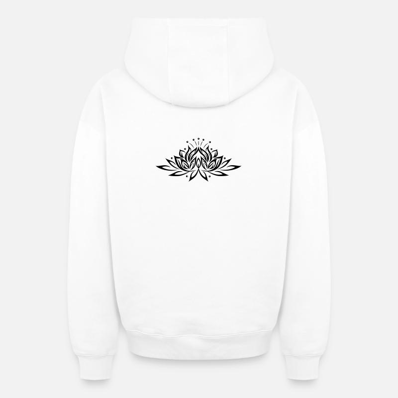 Fleur de Lotus, Lotus - Sweat à capuche unisexe zippé oversize épais SPREAD - blanc