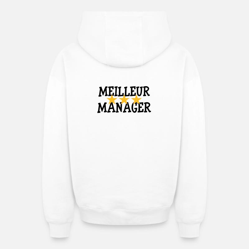 Meilleur Manager - Sweat à capuche unisexe zippé oversize épais SPREAD - blanc