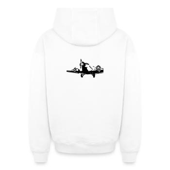 Junkers Ju-52 - Oversized Heavyweight Unisex Zip Hoodie - Weiß - Hinten - AI Model Male 178 light (178cm)