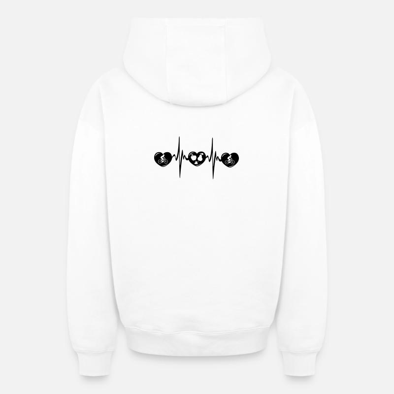 Vélo, alimentation saine, cardio - Sweat à capuche unisexe zippé oversize épais SPREAD - blanc