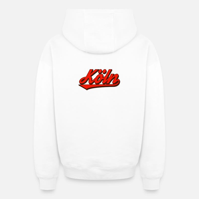 Köln Retro Script Logo Rot - Oversized Heavyweight Unisex Zip Hoodie - Weiß
