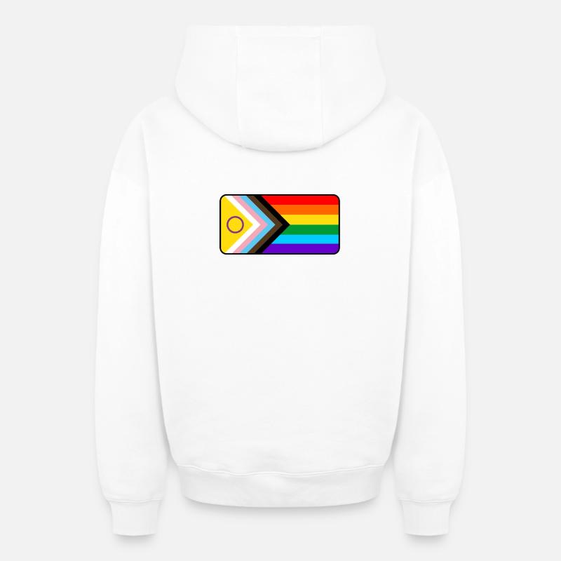 Progress Flag - Oversized Heavyweight Unisex Zip Hoodie - white