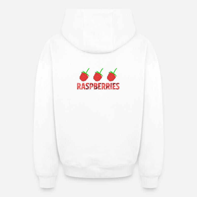 FRAMBOISES - Sweat à capuche unisexe zippé oversize épais SPREAD - blanc