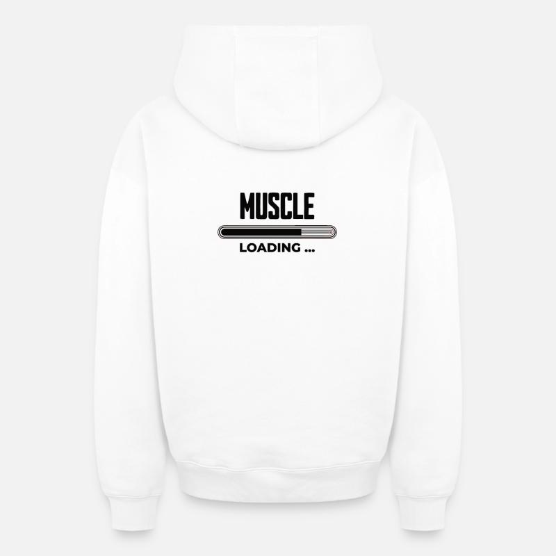 Progression de la charge musculaire - Sweat à capuche unisexe zippé oversize épais SPREAD - blanc