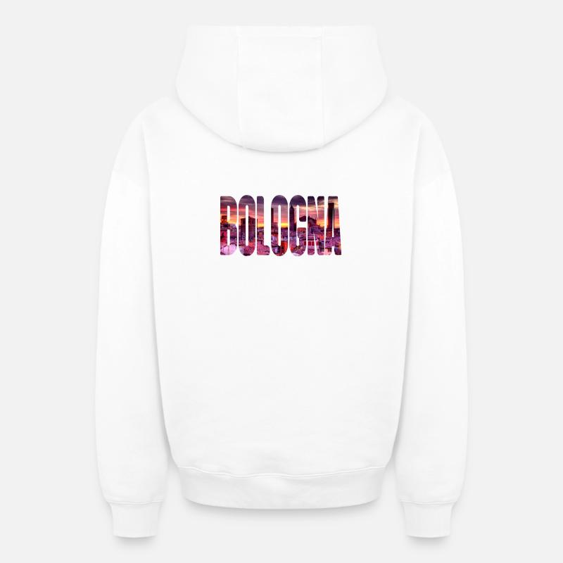 Coucher de soleil à Bologne - Sweat à capuche unisexe zippé oversize épais SPREAD - blanc