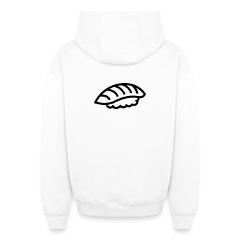 sushi - Sweat à capuche unisexe zippé oversize épais SPREAD - blanc - Dos - AI Model Male 178 light (178cm)