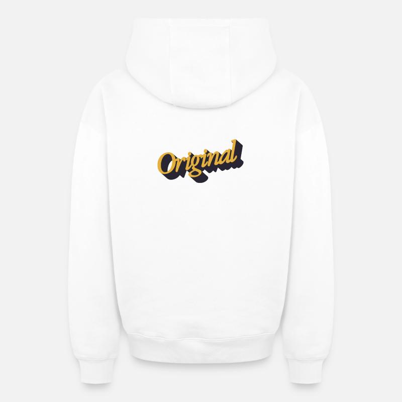Lettrage original - Sweat à capuche unisexe zippé oversize épais SPREAD - blanc