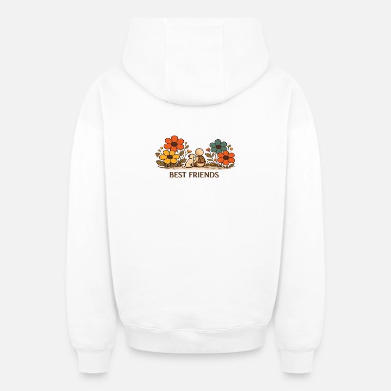 La Petite Pensée | MEILLEURS AMIS - Sweat à capuche unisexe zippé oversize épais SPREAD - blanc