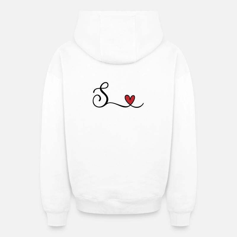 Lettre S - Sweat à capuche unisexe zippé oversize épais SPREAD - blanc