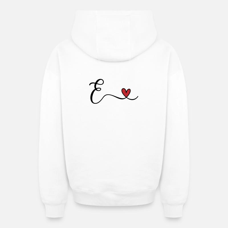 Monogramme de la lettre E - Sweat à capuche unisexe zippé oversize épais SPREAD - blanc