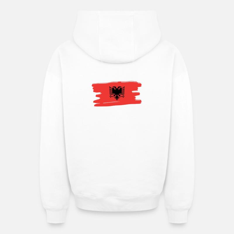 Albanais drapeau albanais, drapeau - Sweat à capuche unisexe zippé oversize épais SPREAD - blanc