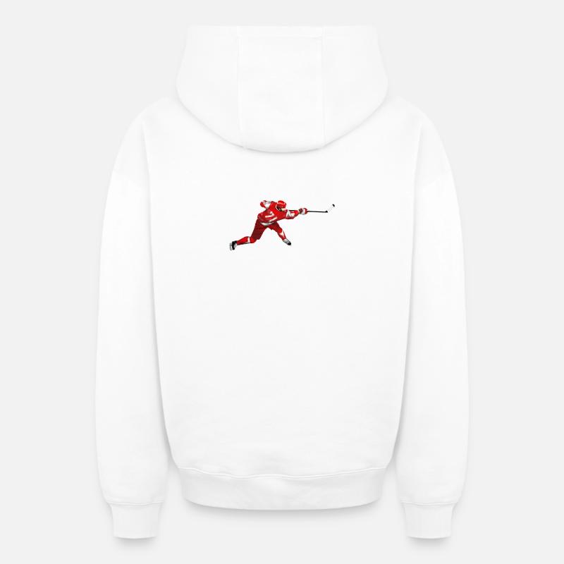 hockey - Sweat à capuche unisexe zippé oversize épais SPREAD - blanc