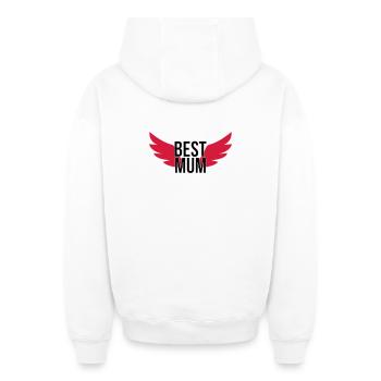Best Mum - Oversized Heavyweight Unisex Zip Hoodie - white - Back - AI Model Male 178 light (178cm)