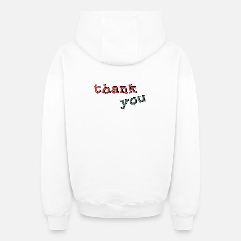 Merci typo - Sweat à capuche unisexe zippé oversize épais SPREAD - blanc