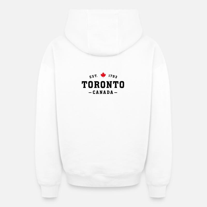 Toronto, Canada - Sweat à capuche unisexe zippé oversize épais SPREAD - blanc