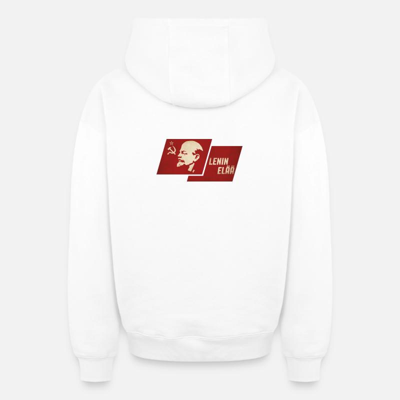 Lénine vit - Sweat à capuche unisexe zippé oversize épais SPREAD - blanc