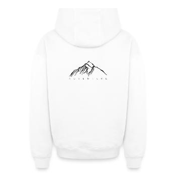 Graue Bergsilhouette - Oversized Heavyweight Unisex Zip Hoodie - Weiß - Hinten - AI Model Male 178 light (178cm)