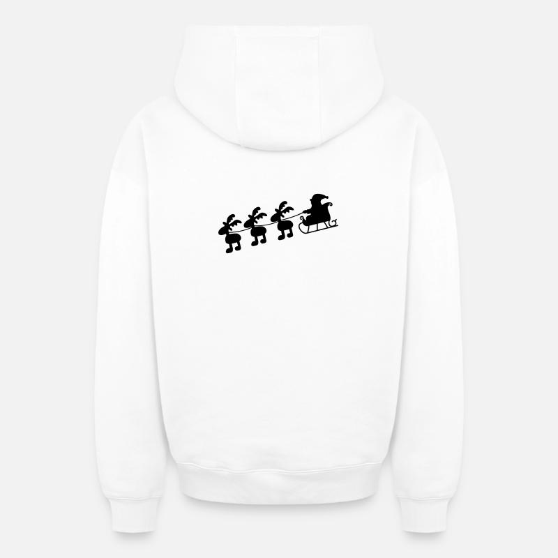 Weihnachtsmann mit Schlitten - Oversized Heavyweight Unisex Zip Hoodie - Weiß