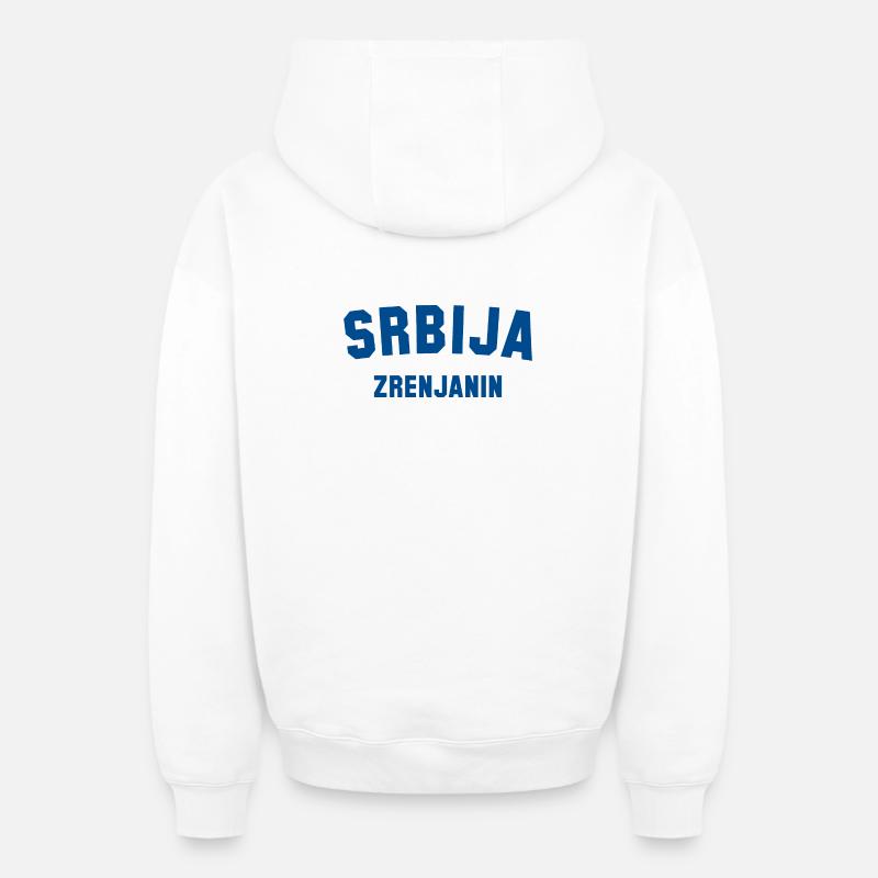 ZRENJANIN, Serbie, Serbie - Sweat à capuche unisexe zippé oversize épais SPREAD - blanc