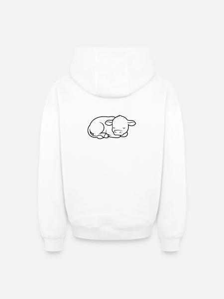 Veau endormi Vache bébé mignon - Sweat à capuche unisexe zippé oversize épais SPREAD - blanc