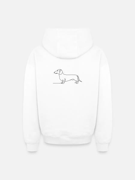 Art d’une ligne teckel teckel - Sweat à capuche unisexe zippé oversize épais SPREAD - blanc