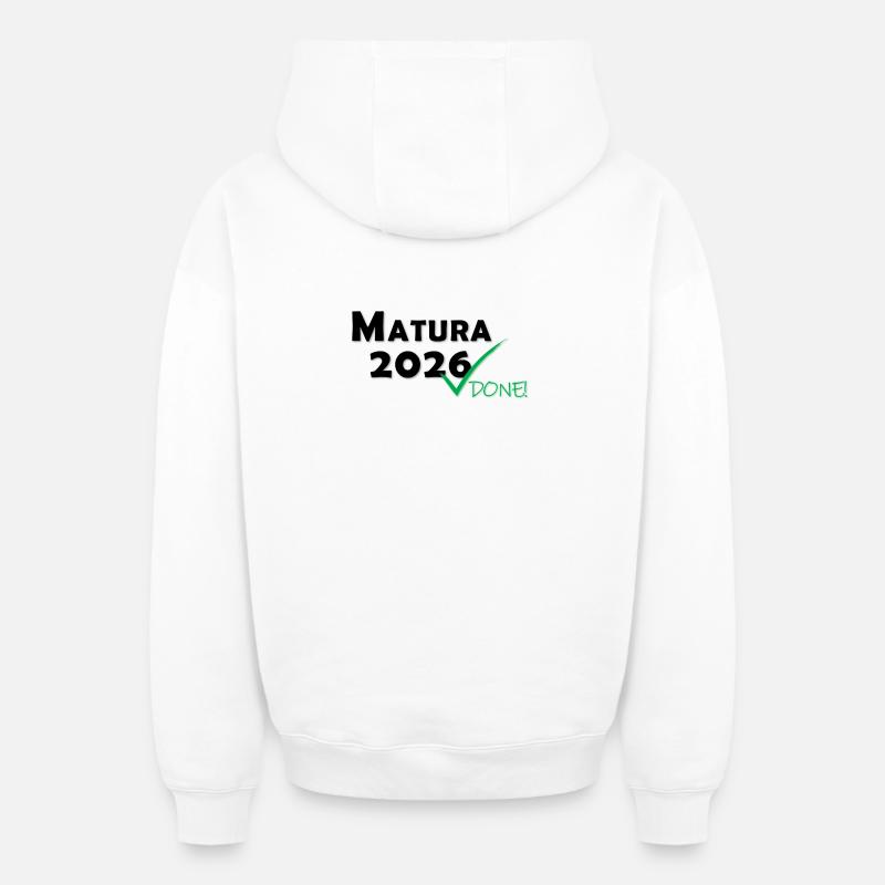 Matura 2026 Terminé - Sweat à capuche unisexe zippé oversize épais SPREAD - blanc