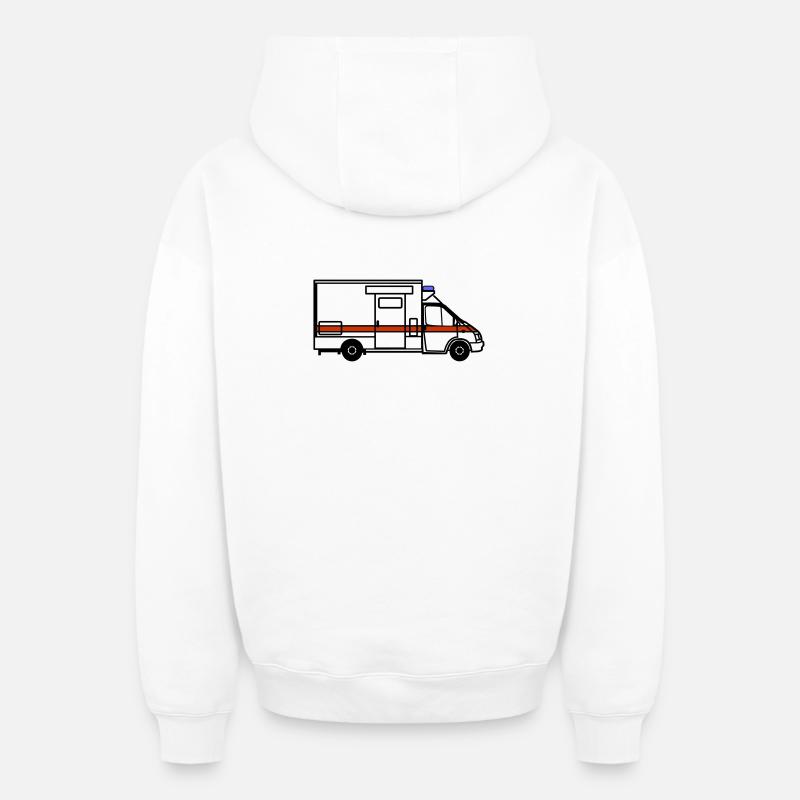 Rescue - Ambulance - Paramédical - Sweat à capuche unisexe zippé oversize épais SPREAD - blanc