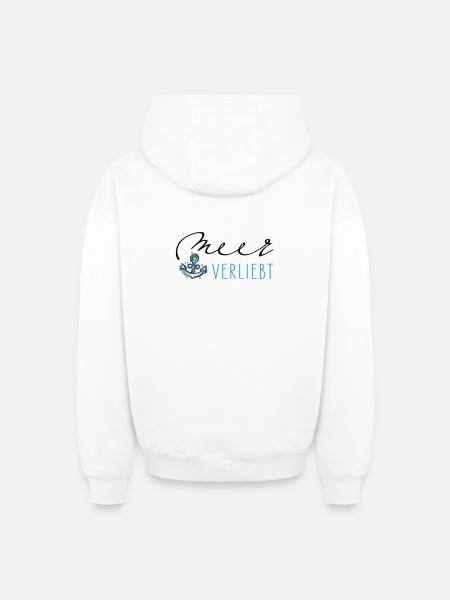 La mer amoureuse - Sweat à capuche unisexe zippé oversize épais SPREAD - blanc