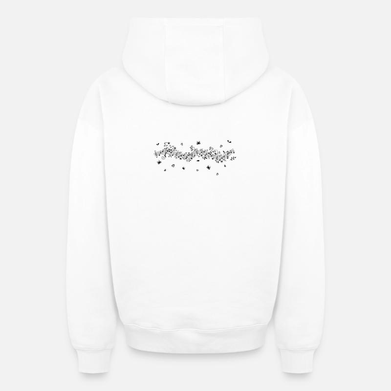 Notes de musique - Sweat à capuche unisexe zippé oversize épais SPREAD - blanc