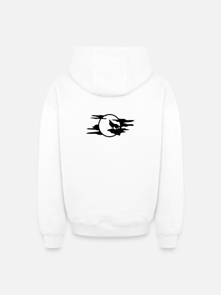 The Black Wolf - Oversized Heavyweight Unisex Zip Hoodie - white