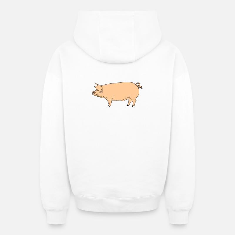 Cochon rose - Sweat à capuche unisexe zippé oversize épais SPREAD - blanc