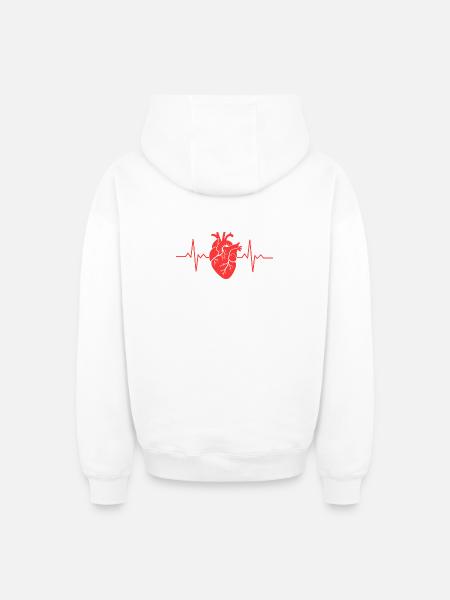 Herzschlag Design mit Herzmotiv - Oversized Heavyweight Unisex Zip Hoodie - Weiß