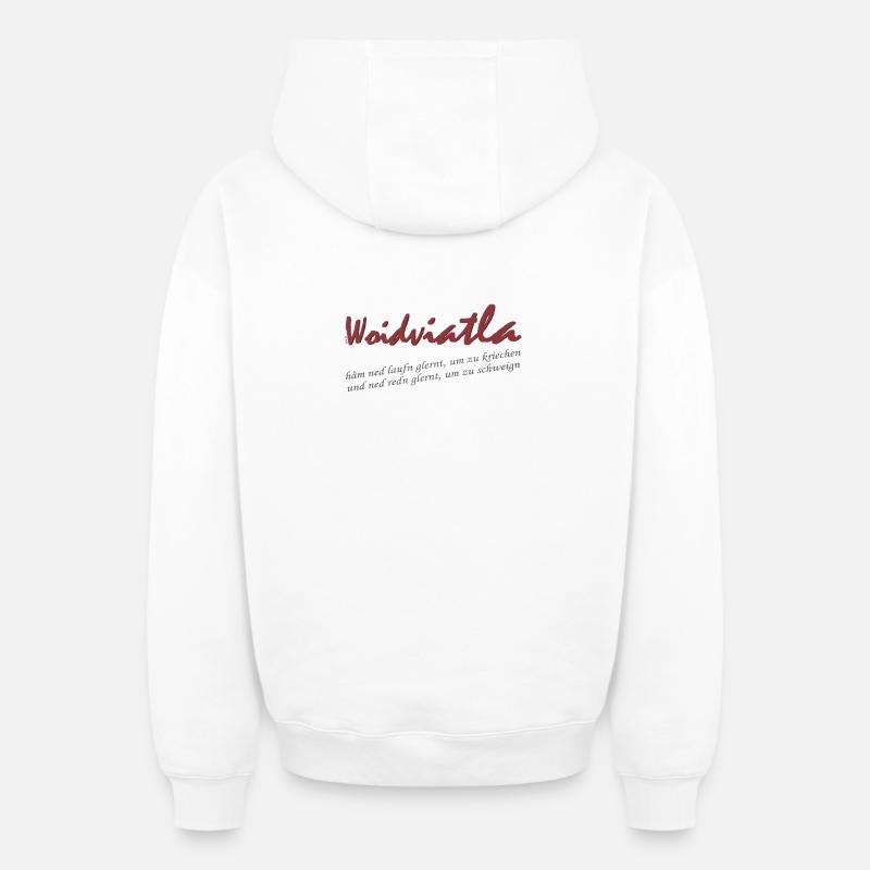 Woidviatla Script Logo - Oversized Heavyweight Unisex Zip Hoodie - Weiß