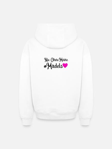 Never without my girls - Oversized Heavyweight Unisex Zip Hoodie - white
