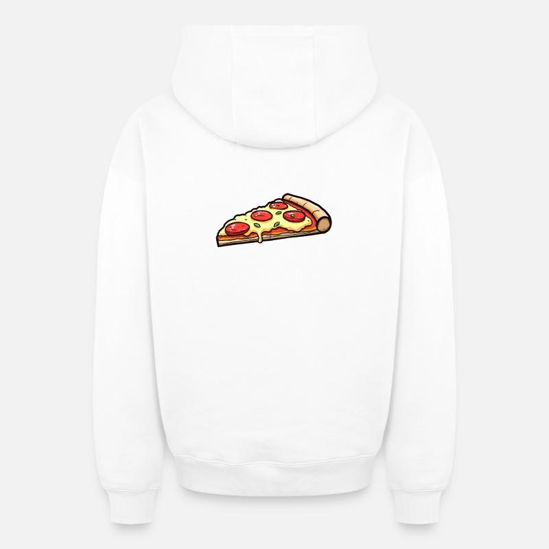 Pizza - Sweat à capuche unisexe zippé oversize épais SPREAD - blanc