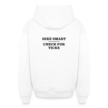 Zeckenkontrolle, Lyme-Borreliose-Aufklärung, Wandersicherheit, Sicherheit - Oversized Heavyweight Unisex Zip Hoodie - Weiß - Hinten - AI Model Male 178 light (178cm)